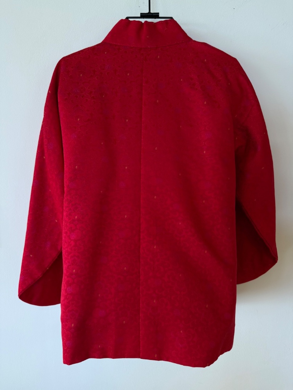 Red Silk Jacket Bright Green Lining - Picture 8 of 11